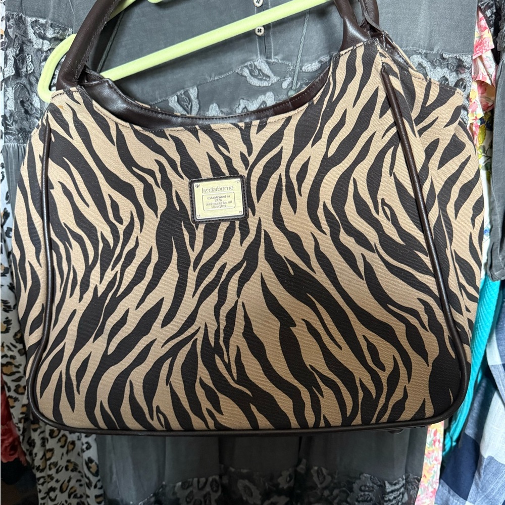 LeSportsac Brown and Black Shoulder Bag with Zebra Print